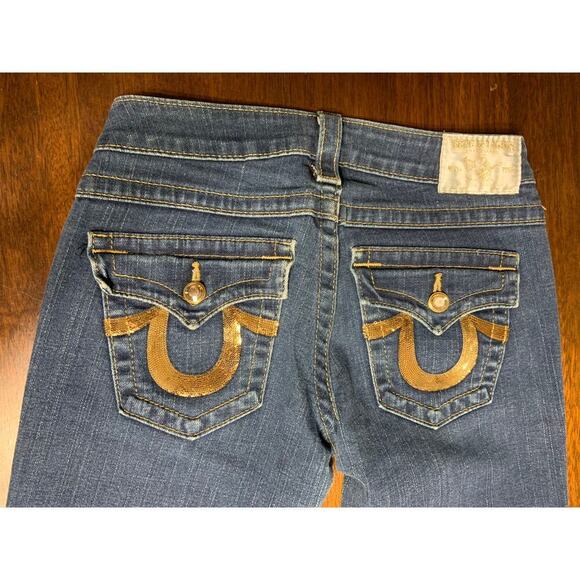 True Religion Jeans Raw Hem Women 25 Y2K Grunge Western Cowgirl Boho Aztec Rodeo - Picture 8 of 13